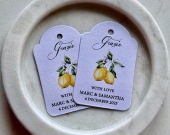 Grazie With Love Wedding Tags Lemon Theme