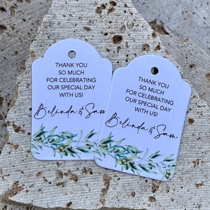 Wedding Thank You Gift Tags Olive Branch Eucalyptus Greenery | Thank You So Much For Celebrating Our Special Day With Us