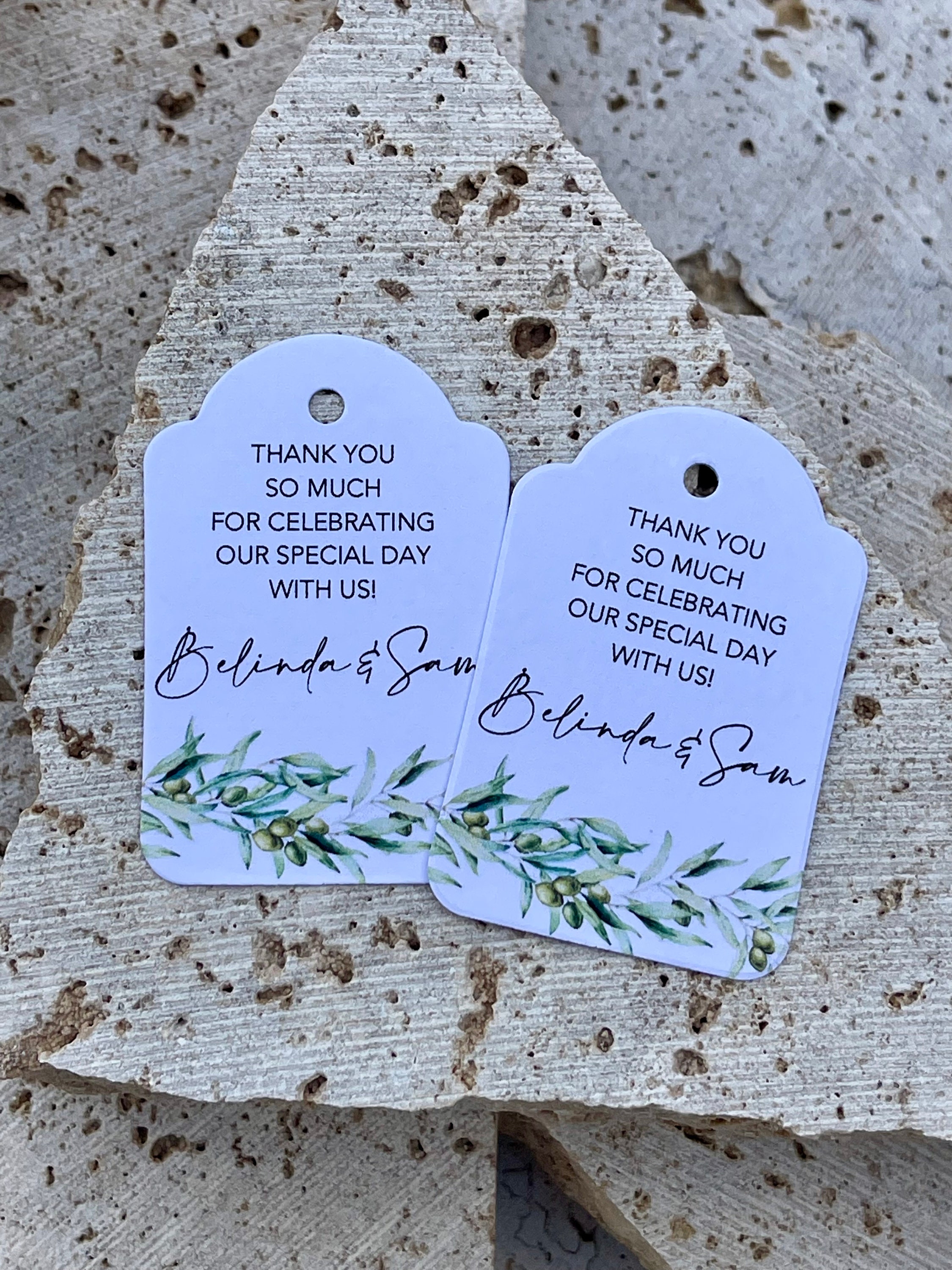 Wedding Thank You Gift Tags Olive Branch Eucalyptus Greenery