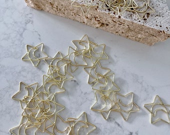 Moon + Stars Gold and Rose Gold Paper Clips | Sets Bundle | Wedding Stationery | Event Invitations