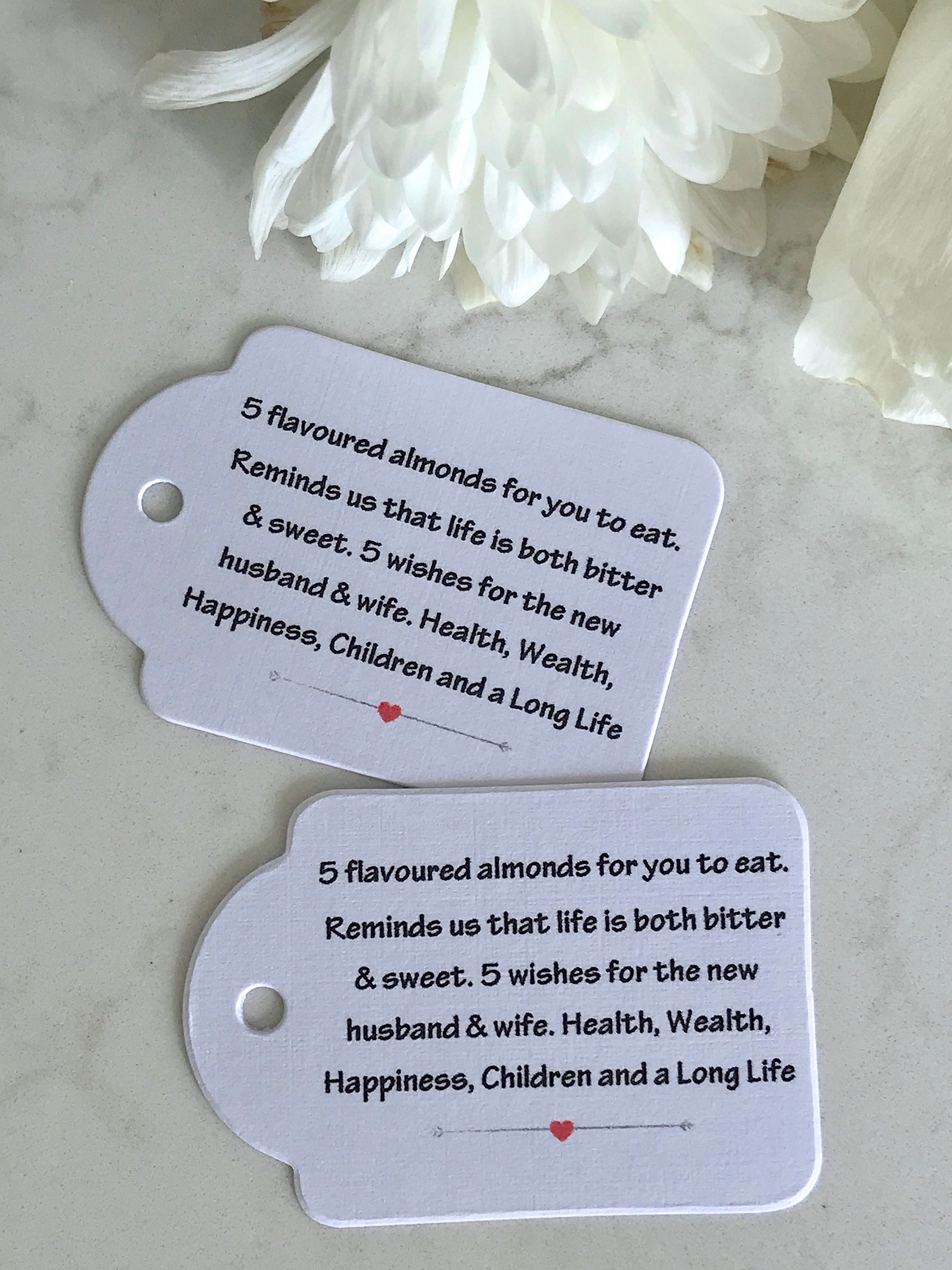 Five Flavoured / Sugared Almonds Wishes Wedding Tags | Etsy