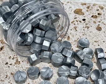 Wax Seal Beads Jar | Metallic Silver | 100 Pieces Wax Seal Stamp Pearlescent | Sealing Wax