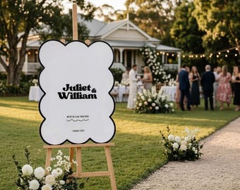 Boda, Letrero de Bienvenida Ondulado / ¡Qué Alegría Que Estés Aquí! / Acrílico + Láser / Minimalista / Arreglos de Asientos / Cumpleaños, Despedida de Soltera / Letrero Grande