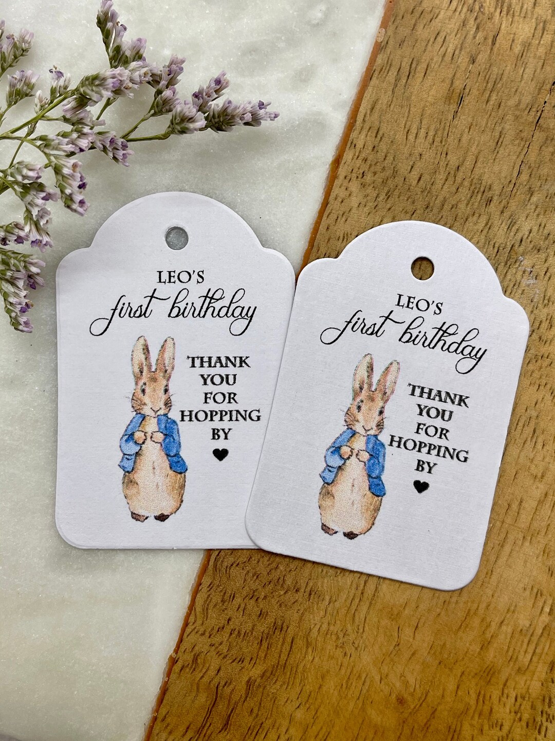 Peter Rabbit Birthday Party Thank You Tags, Personalized Beatrix