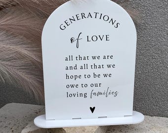 Letrero de boda "Generaciones de Amor" / Acrílico + Láser / Historia de Amor de Boda / En Recuerdo / Historias de Amor