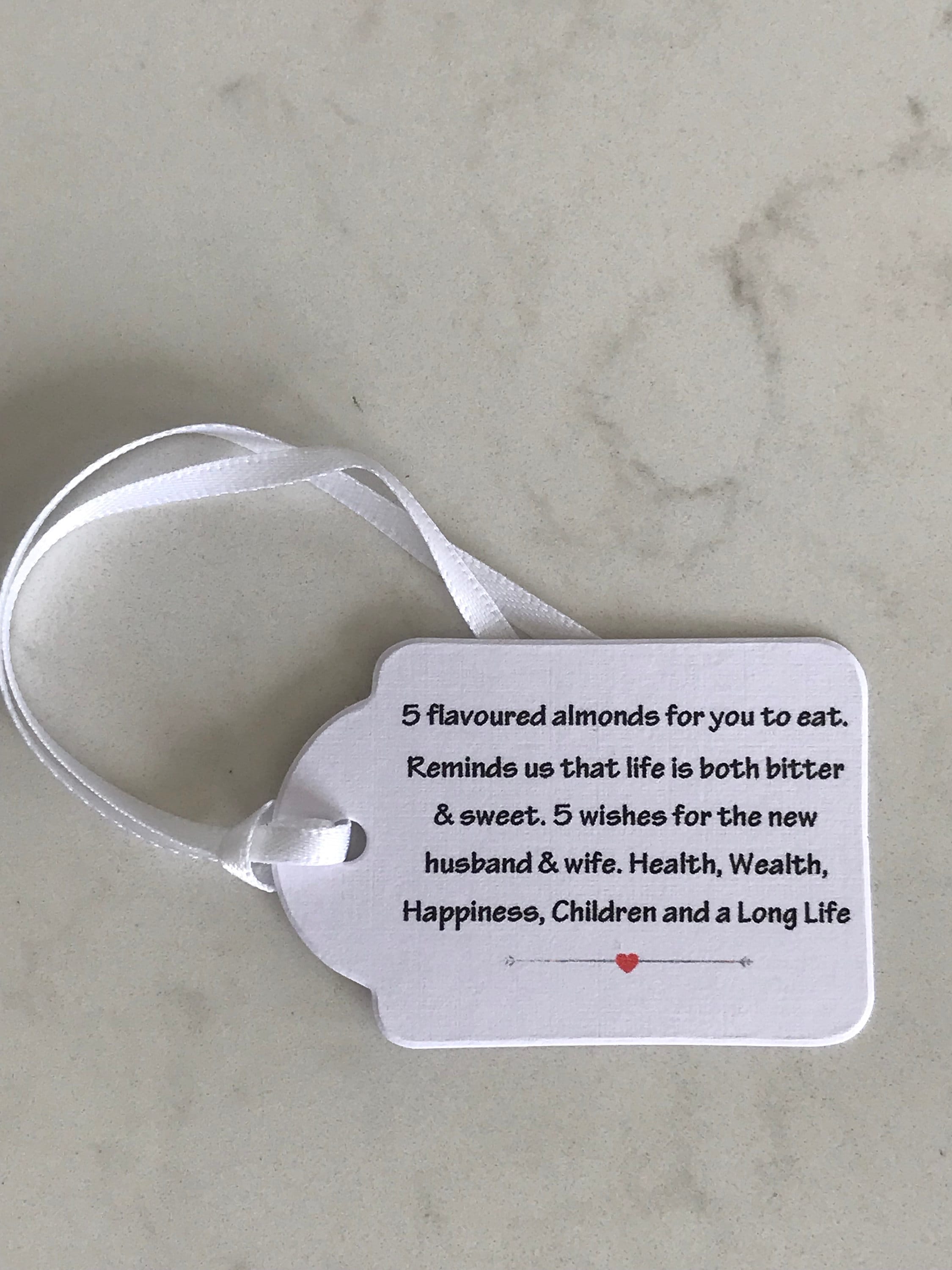 Five Flavoured / Sugared Almonds Wishes Wedding Tags - Etsy Ireland