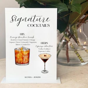 Signature Drinks Menu Sign | Icon Menu Drink Sign | His and Hers Cocktails, Our Cocktail | Wedding | The Bar, Cocktails | Birthday, Bridal
