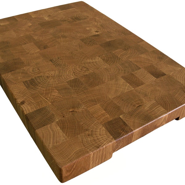 Oak Cutting Board End Grain, with Feet, Butcher Block, Chopping Board, Cheese Board, Perfect Gift, Kitchen, Large, Charcuterie Board, Wooden