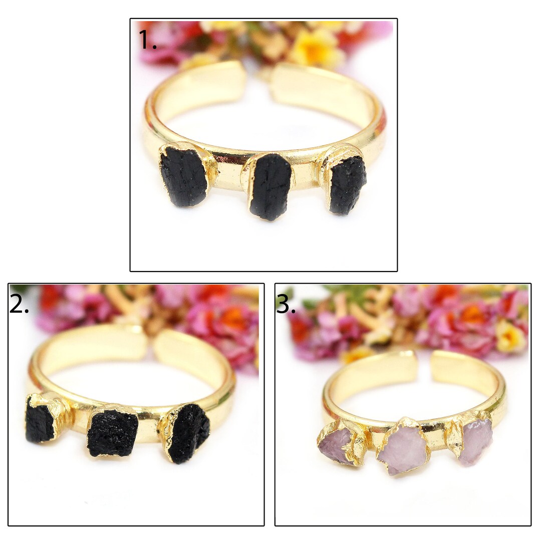 Timeless Beauty Real Gemstone Rings, Natural Rose Quartz Ring, Gold ...
