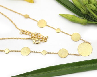 Circle of Suns Necklace, Dainty Gold Necklace, Disk Dangle Necklaces, Eternity Necklace, Simple Necklaces, Bridesmaid Valentines Day Gift