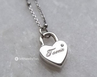 SHINee Love - Padlock Necklace Jewelry | Pendant Gift | 925s Sterling Silver Dainty Bead Chain
