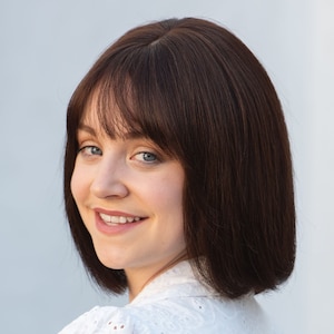 Real Human Hair Wig with Bangs Natural Brown Wig Brunette Human Hair Wig with Bangs Chemo Wig for Cancer Patient Wig for Hair Loss