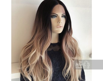 Blonde Ombre Wig Lace Front Wig Ash Blonde Hair Dark Roots Wavy Lace Wig Party Hair Loss Wig Alopecia Wig Drag Wig Her Wig Closet  Chloe