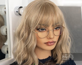 Ashy Blonde Wavy Wig with Bangs | Her Wig Closet | Alicia