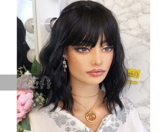 58 HQ Photos Wavy Natural Black Hair - 100 Real Human Hair Wig Natural Straight Wavy Full Wig With Bangs Natural Black Ebay