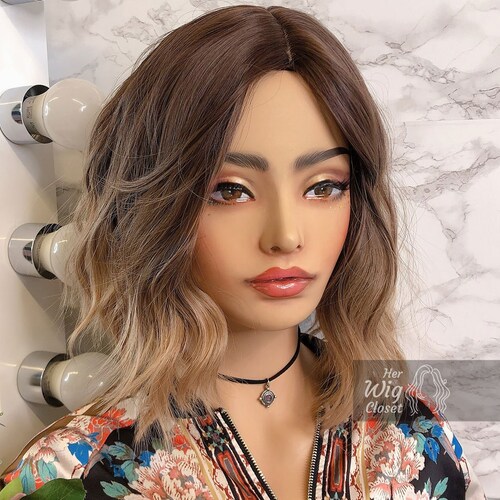 Dark Brown Ginger Red Ombre Wavy Lace Wig Gift for Her Etsy