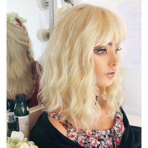 Atomic Blonde Wavy Wig with Bangs | Her Wig Closet | Amanda