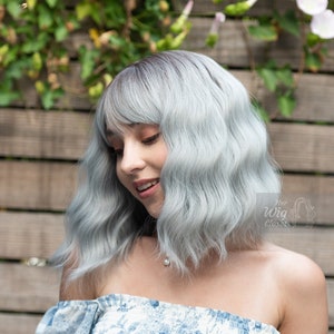 Silver Gray Wig Ash Grey Wig Ombre Gray Wig with Bangs Salt and Pepper Wig for Women Cosplay Wig Her Wig Closet Ororo