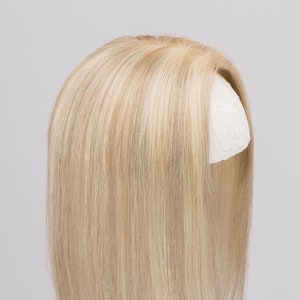 Brunette with Light Blonde Highlight Balayage Mono Top European Human Hair Topper 10 Inches