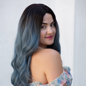 Ashy Blue Ombre Wavy Wig Long Wavy Wig Long Blue Wig Her Wig Closet Viorel