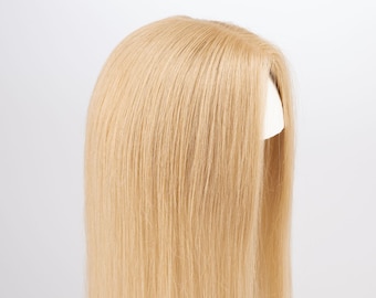 Dark Blonde Mono Top European Human Hair Topper 14 Inches