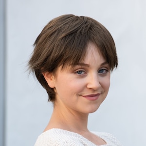 Short Natural Brown Wig Dark Brown Pixie Cut Wig Tomboy Hair Style Brunette Wig for Hair Loss Chocolate Brown Short Wig Miriam