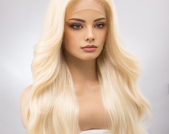 Platinum Blonde Wig Wavy White Blonde Lace Front Wig Costume Wig Cosplay Long Blonde Wig Drag Queen Wig Irina