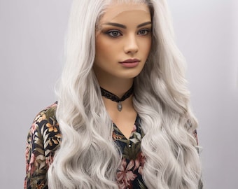 Silver Grey White Elf Wig Silver Lace Wig 13" X 4" Large Lace Top Wig Daenerys Long Wavy Lace Front Wig Rhaenyra Wig Alina Cosplay Orla