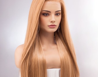 Strawberry Blonde Wig Lace Front Wig Honey Blonde Straight Wig Wanda Cosplay Drag Queen Wig Long Blonde Wigs for Women IVANA