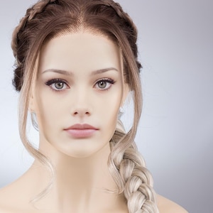 Donkere wortels Ombre zilvergrijs witte pruik violette Sorrengail-pruik zilveren kantpruik 13&quot; x 4&quot; grote Lace Top-pruik vierde vleugel cosplay Sorrengail