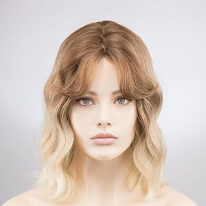 Ash Blonde Ombre Wavy Wig with Bangs Mora