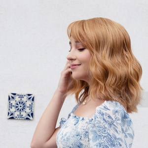 Strawberry Blonde Wig Honey Blonde Wig Wavy Wig with Bangs Beth Dutton Wig Her Wig Closet Avery