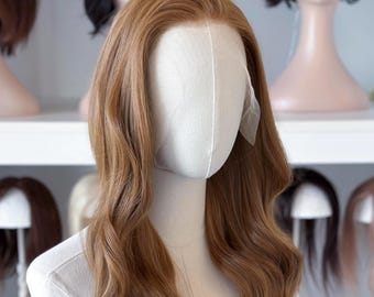 Copper Brown Blonde Lace Front Wig – Summer | 24" Long Wavy Synthetic Hair | 13x4 Free Parting Swiss Lace | Heat Resistant Natural Look