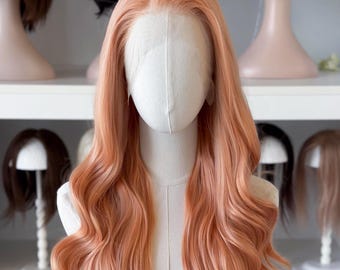 26 Inches Golden Peach Wavy Lace Front Wig Eve