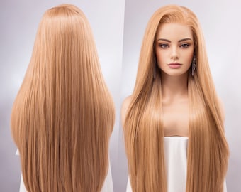 Strawberry Blonde Wig Lace Front Wig Honey Blonde Straight Wig Wanda Cosplay Drag Queen Wig Long Blonde Wigs for Women IVANA