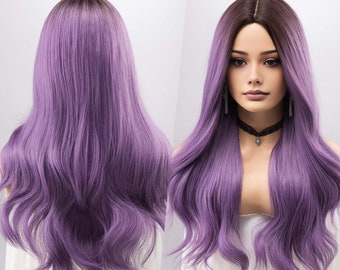 Purple Wig Wavy Violet Color Wig Long Wavy Wig Cosplay Wig Party Hair Her Wig Closet Yolanda