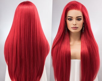 Red Wig Long Red Lace Wig Hollywood Glamour Wig Red Little Mermaid Wig Mera Wig Cosplay Wig Drag Queen Wig Aitana