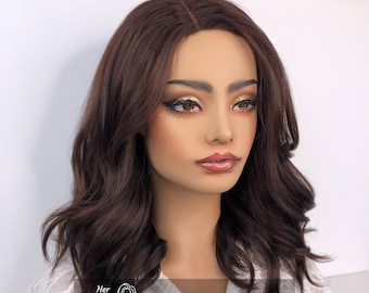 Dark Brown Wig Brunette Bob Wig Wavy Lace Wig Ash Brown Wig Her Wig Closet Erica