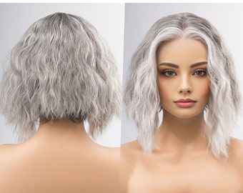 Salt and Pepper Grey Short Lace Wig Oriana