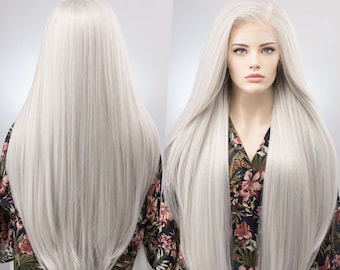 Pearl White Wig Icy Silver Wig White Silver Drag Wig White Blonde Wig White Cosplay Lace Front Wig White Drag Queen Wig Odella