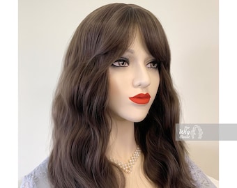 Ash Brown Wavy Wig with Bangs | Her Wig Closet | Gabriella