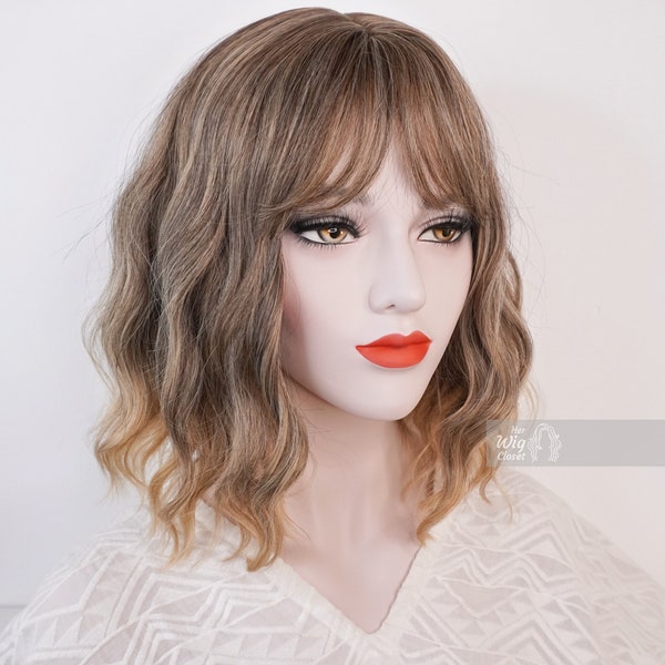 Ashy Blonde Ombre Wavy Wig with Bangs | Her Wig Closet| Angela