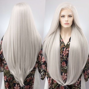 Pearl White Wig Icy Silver Wig White Silver Drag Wig White Blonde Wig White Cosplay Lace Front Wig White Drag Queen Wig Odella