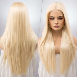 Platinum Blonde Wig Lace Front Wig Barbie Blonde Cosplay Wig Halloween Costume Wig Drag Queen Wig Ivy