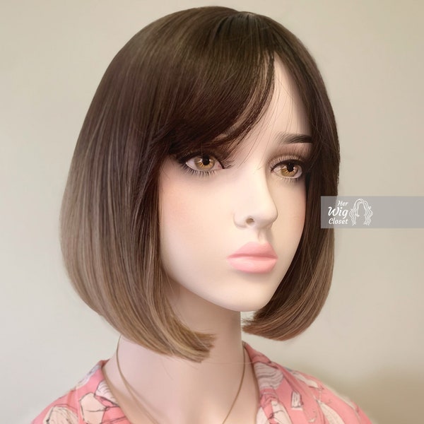 Dark Brown Honey Blonde Ombre Wavy Wig with Bangs | Her Wig Closet | Greta