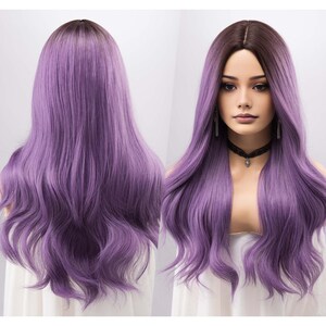 Purple Wig Wavy Violet Color Wig Long Wavy Wig Cosplay Wig Party Hair Her Wig Closet Yolanda