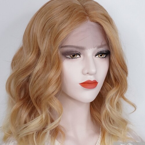 Golden Blonde Wavy Lace Wig Lace Front Wig Gift for Her Etsy