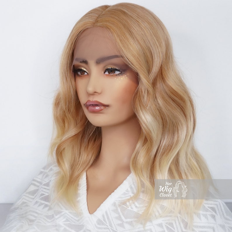 Golden Blonde Wavy Lace Wig Lace Front Wig Gift for Her Etsy