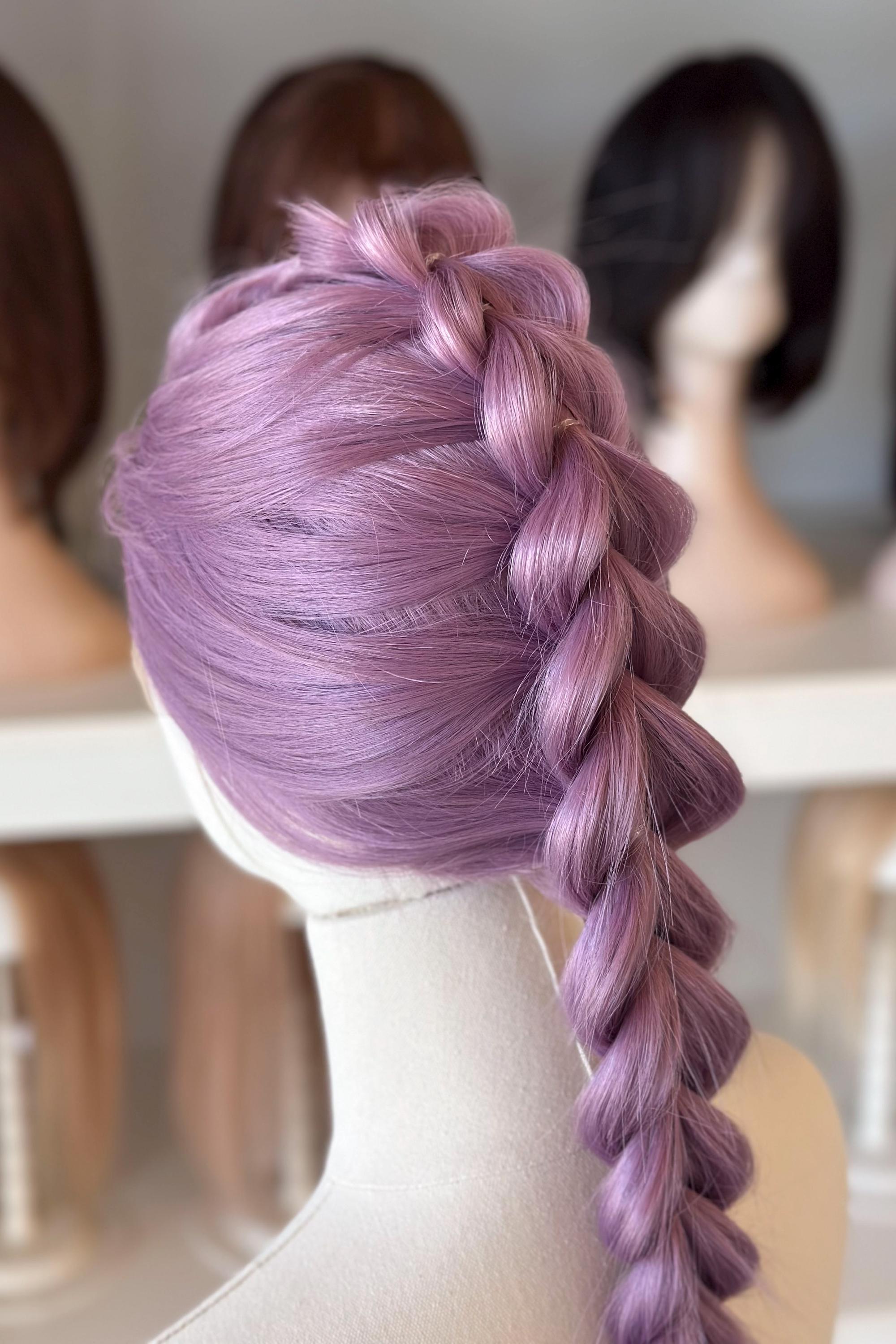 Perruque Cosplay Enfant Anime Demon – Tresses Violettes Longues 58 Cm – Fibres Résistantes à La Chaleur – Unisexe – Pour Halloween, Carnaval