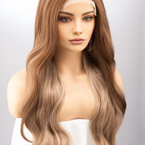 Natural Brown Brunette with Ash Blonde Highlights Wavy Lace Wig Chemo Wig Hair Loss Aspen